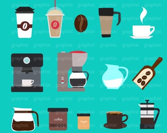 Coffee Clipart, Coffee Vector, Coffee Digital image, Commercial Use, Coffee Illustration, Coffee, DIGITAL CLIPART