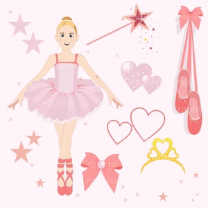 Ballerina Bella,ragazza ,clipart uso commerciale , grafica vettoriale bambini , danza , i bambini , le immagini digitali ,rosa,principessa