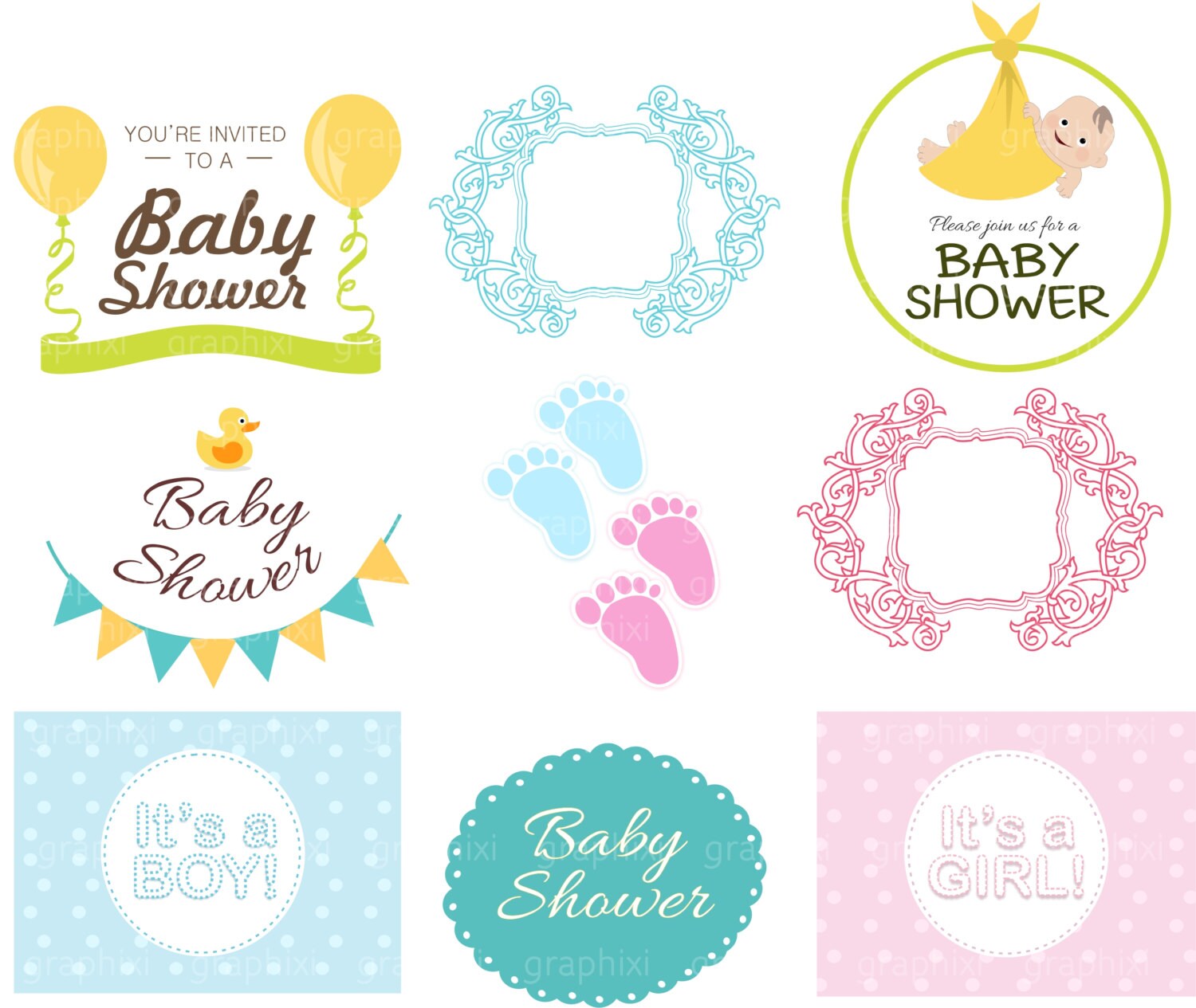 Download Baby Shower Svg Baby Shower Clipart Invitation Svg Files Etsy