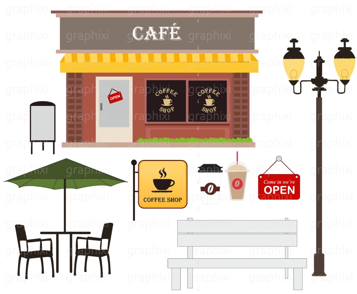 CAFE Clipart Vector de cafetería Cafetería Uso personal Etsy