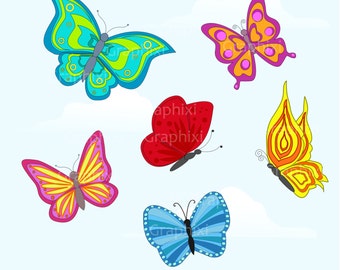 Clipart Butterflies, Colorful,Butterfly, clipart commercial use,vector graphics, digital images, DIGITAL CLIPART