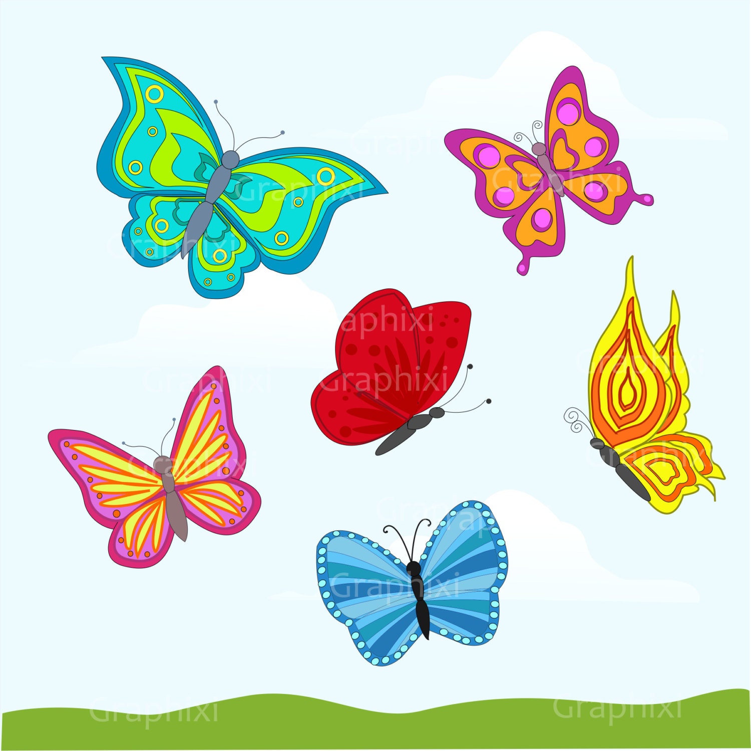 clipart butterflies colorfulbutterfly clipart commercial etsy ireland