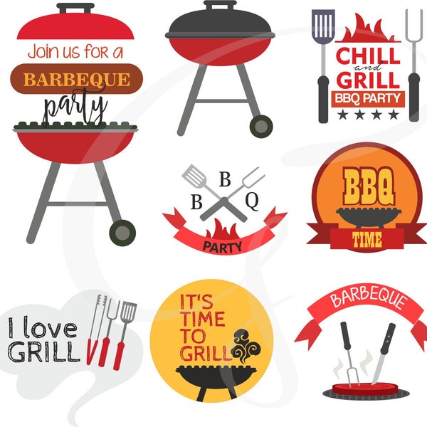 Bbq Clipart, Bbq Graphics, Outdoor Barbecue Clipart, Invitation, Barbecue and Grill Clipart, Commercial use, Personal Use, SVG Files, SVG