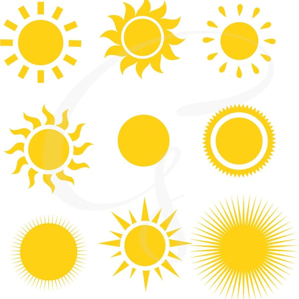 Sun clipart, Sun SVG, sunshine clipart, commercial use, sun vector, shining sun, digital clipart, sun rays, scrapbooking, SVG, SVG Files