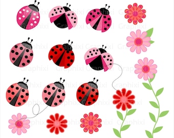 Clip art ladybug,digital image ladybug, commercial use, printable party, ladybug theme,kids,vector, graphics,flowers, leaves,