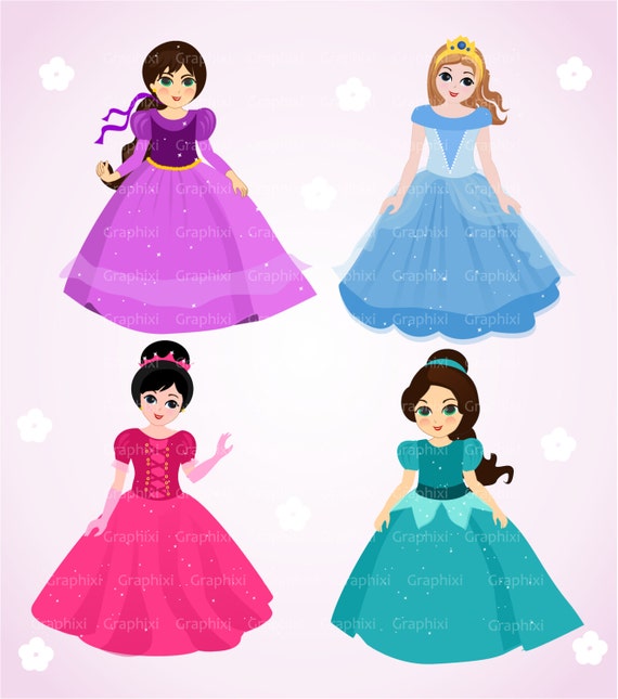 Cute princess paper doll and fairy tales accessories stickers set. For  party invitations, scrapbook, mobile games Stock Vector