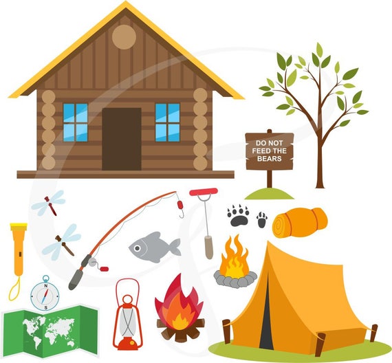 cabin camping clipart