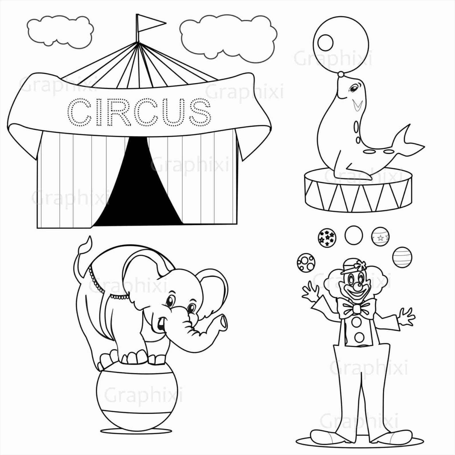 Download SALE digital stamp circus commercial use vector graphics ...
