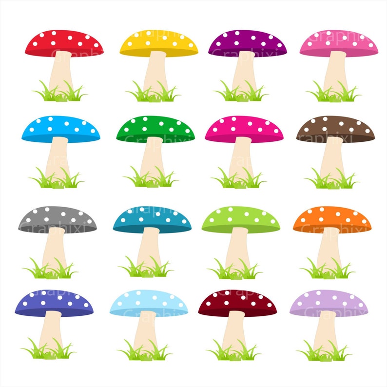 MUSHROOM clipart commercial use, clipart toadstool, printable party,toadstool, digital clip art, digital images,DIGITAL CLIPART image 1