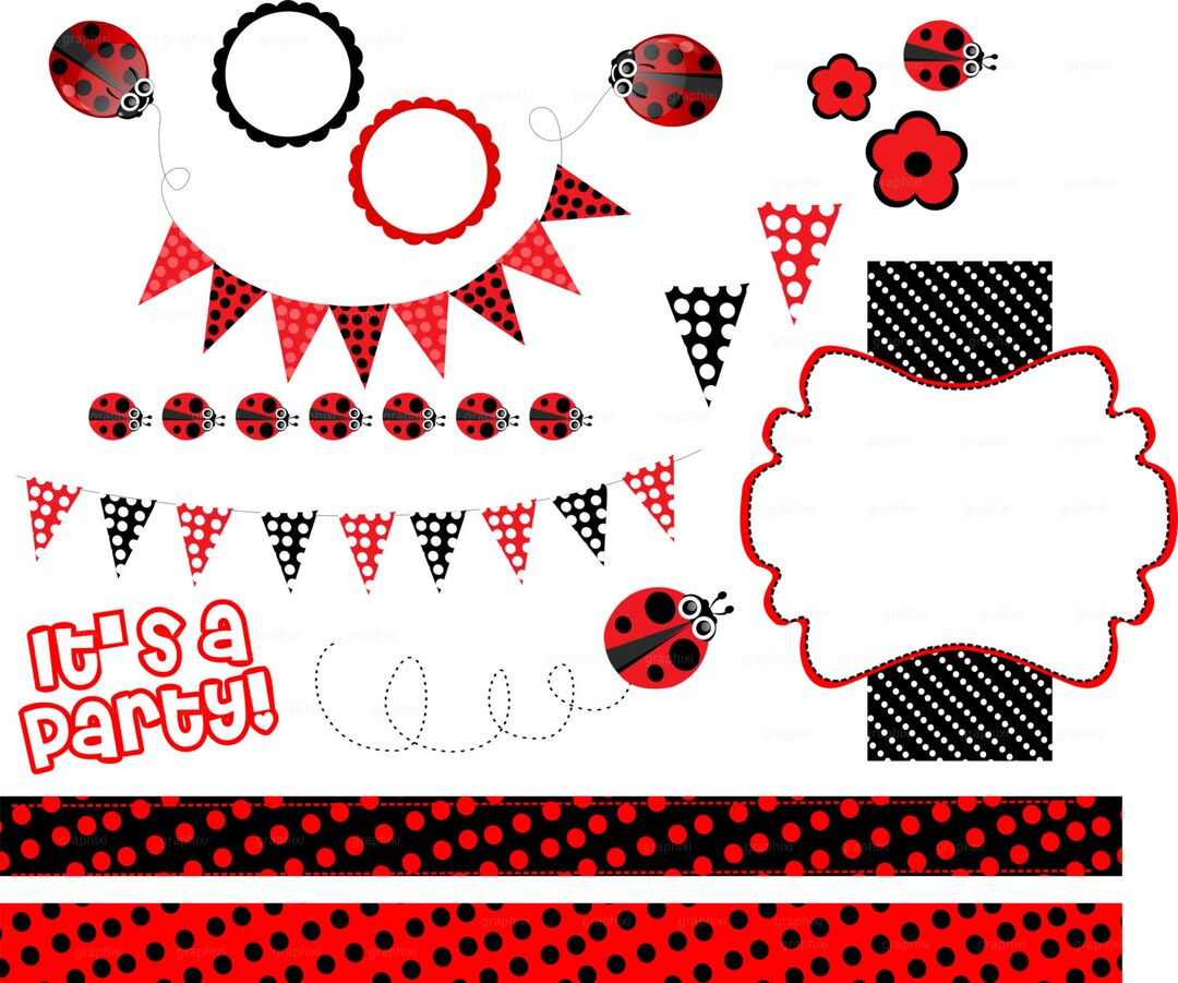 Clipart Ladybug, Ladybug Vector, Clipart Party, Printable, Digital ...