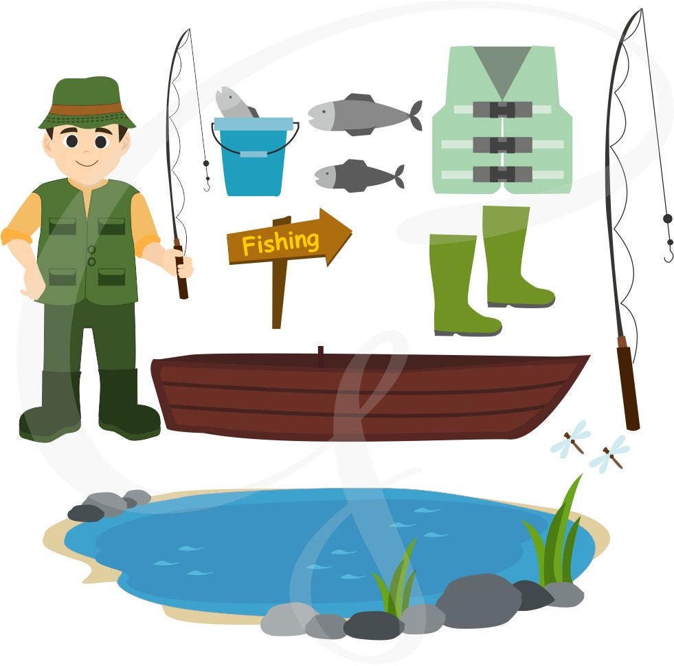Download Fishing Clipart Father's day camping fishing items | Etsy