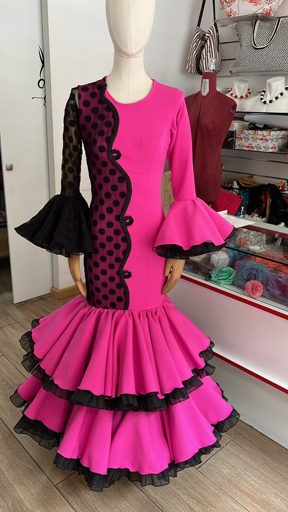 Flamenco Dress With Bi-elastic Fabric and Plumeti - Etsy Finland