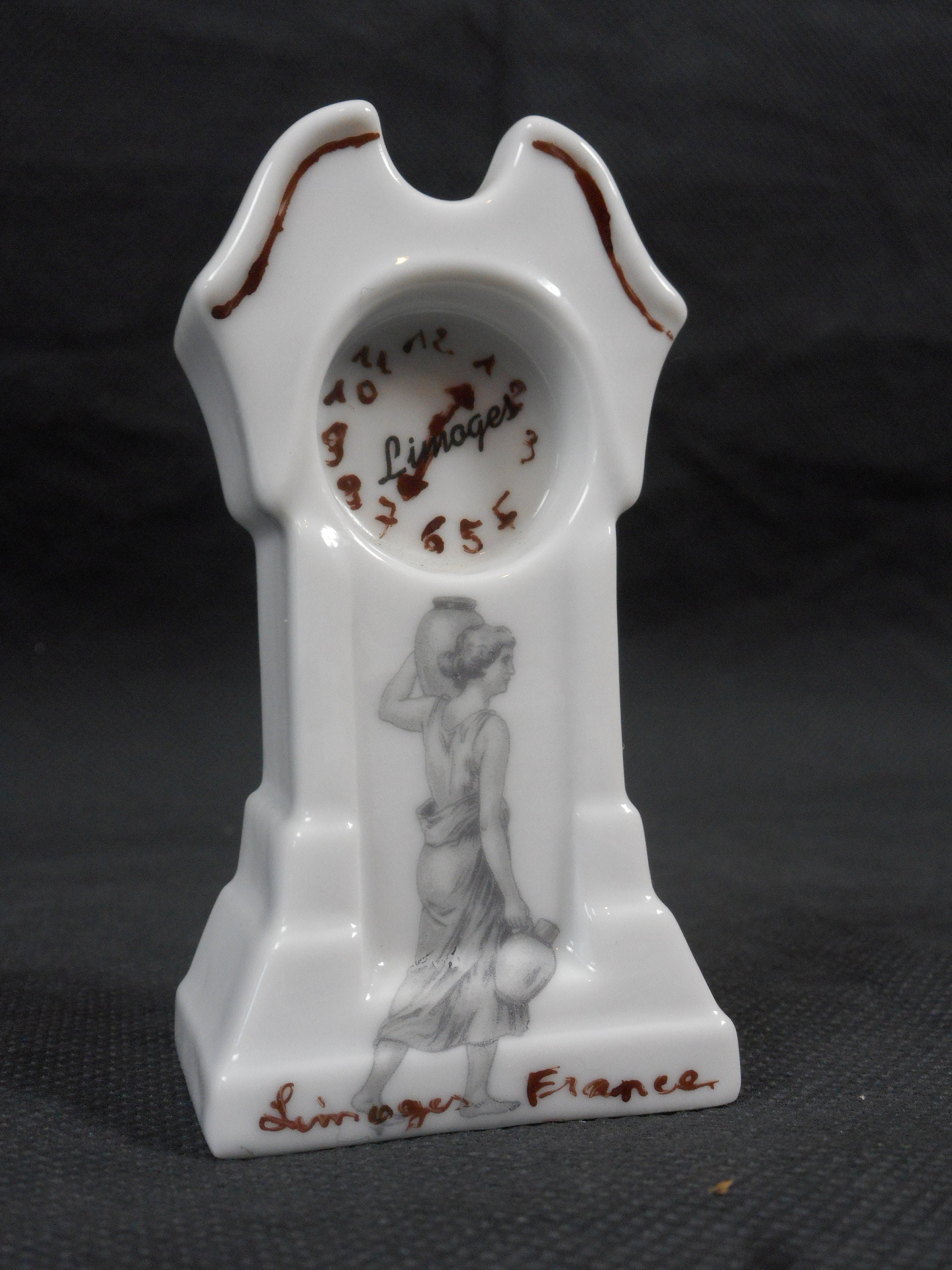 Superbe Vintage Porcelaine de Limoges Petit Ornement d'horloge Miniature à Collectionner