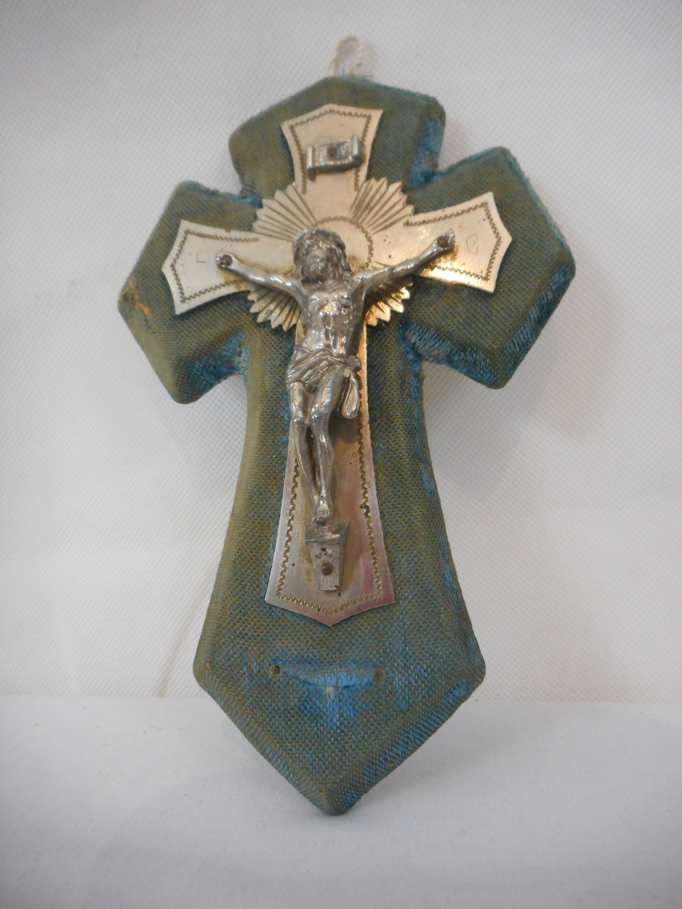 Vintage Français Petit Bois Crucifix Religieux Croix/Ornement