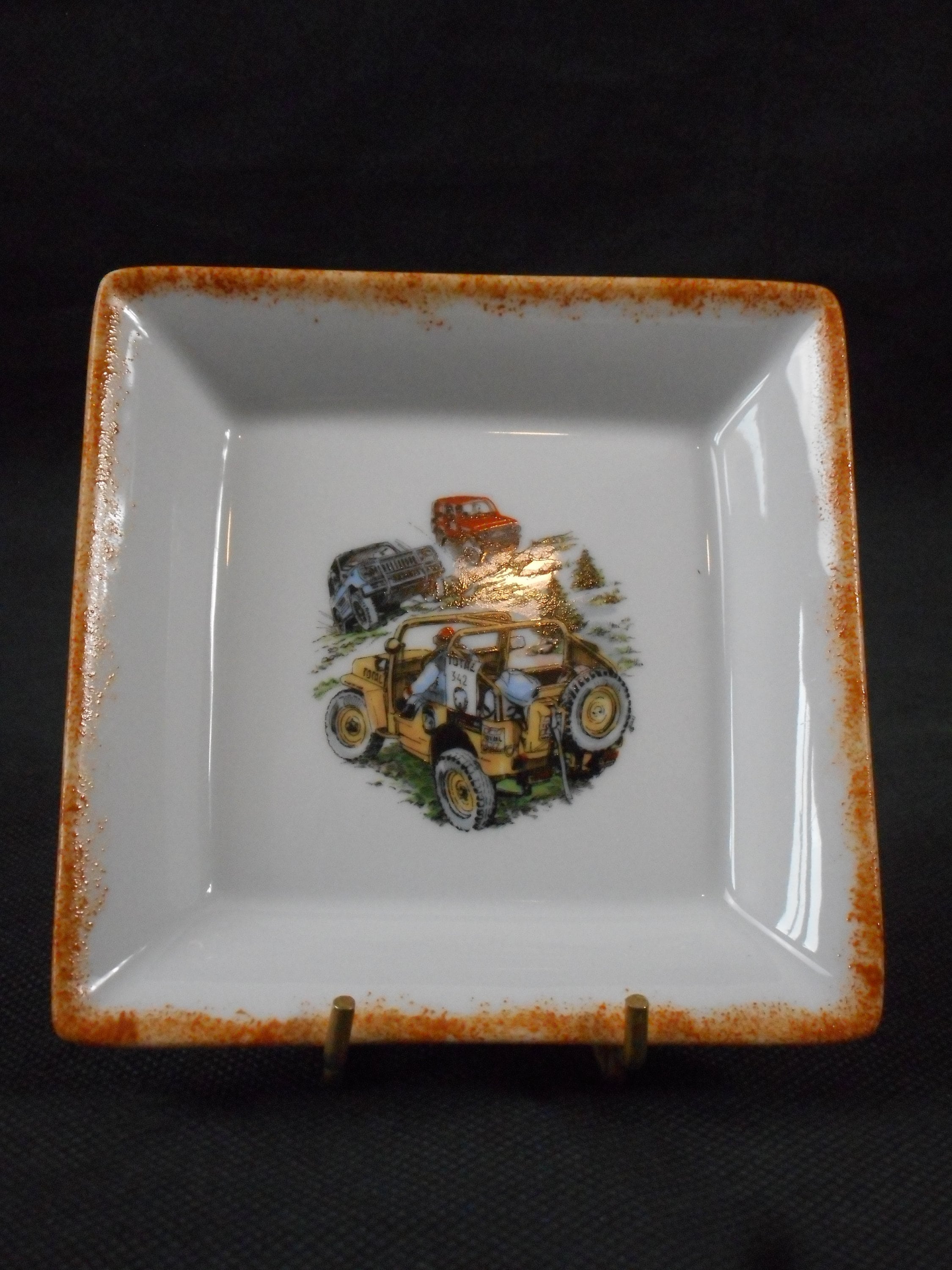 Vintage Limoges Porcelaine Forme Carrée Bibelot Plat/Bac à Bibelot
