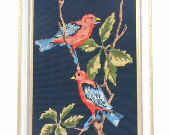 stunning vintage French Framed tapestry / cross stitch picture