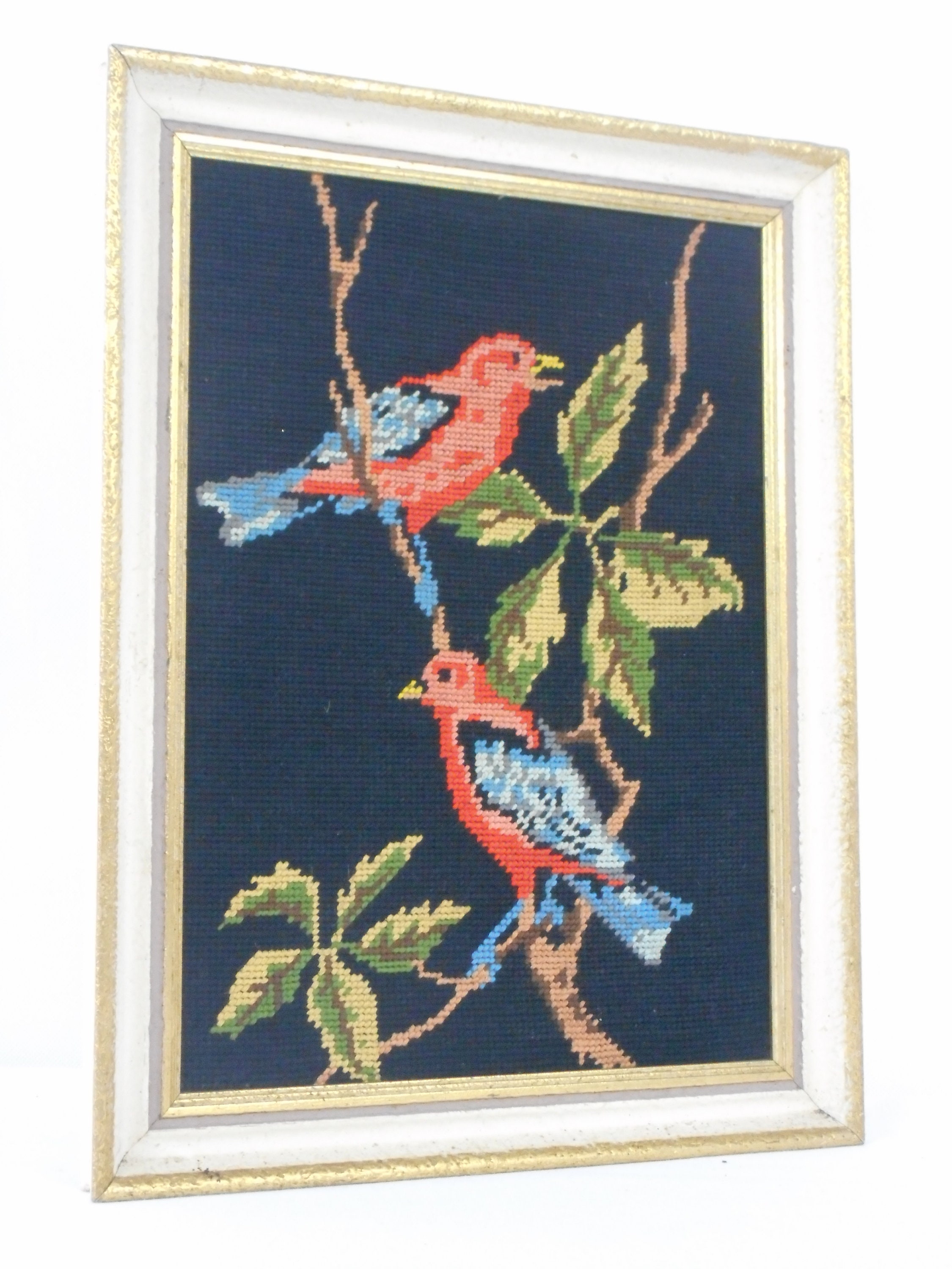 Superbe Vintage Français Tapisserie Encadrée/Point de Croix Image