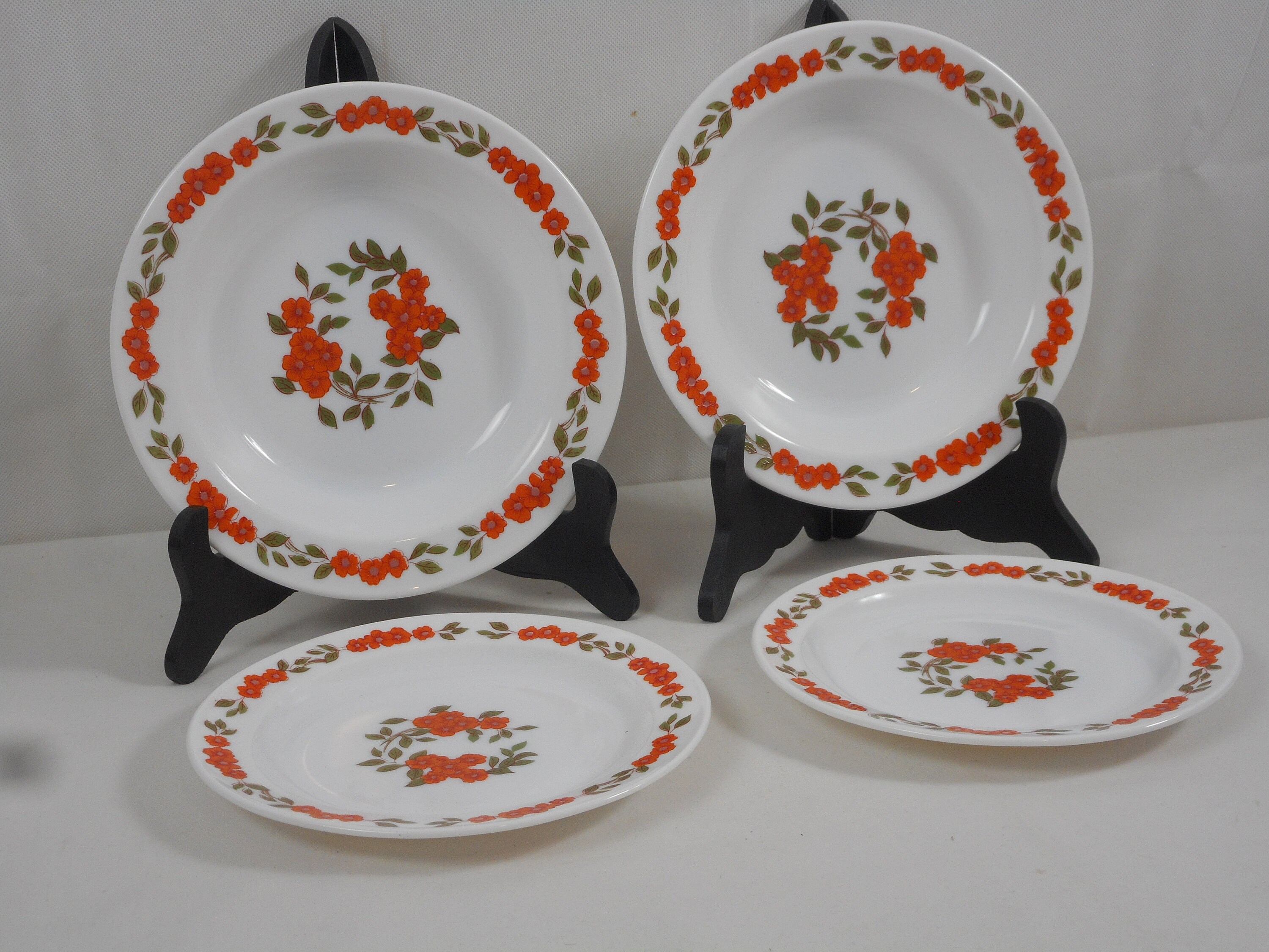 Paire de Superbes Assiettes Latérales Vintage Français Rétro Arcopal et Bols Assortis