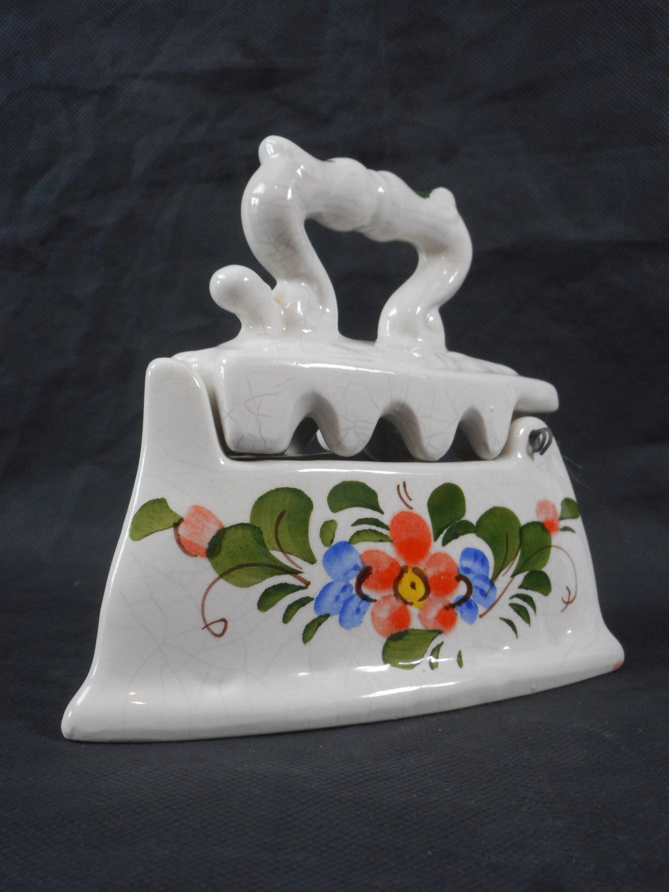 Superbe Céramique Italienne Vintage Ornement en Fer Plat/Bibelot Décoration Intérieure