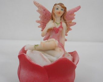 beautiful decorative resin lidded trinket box designed as a fairy