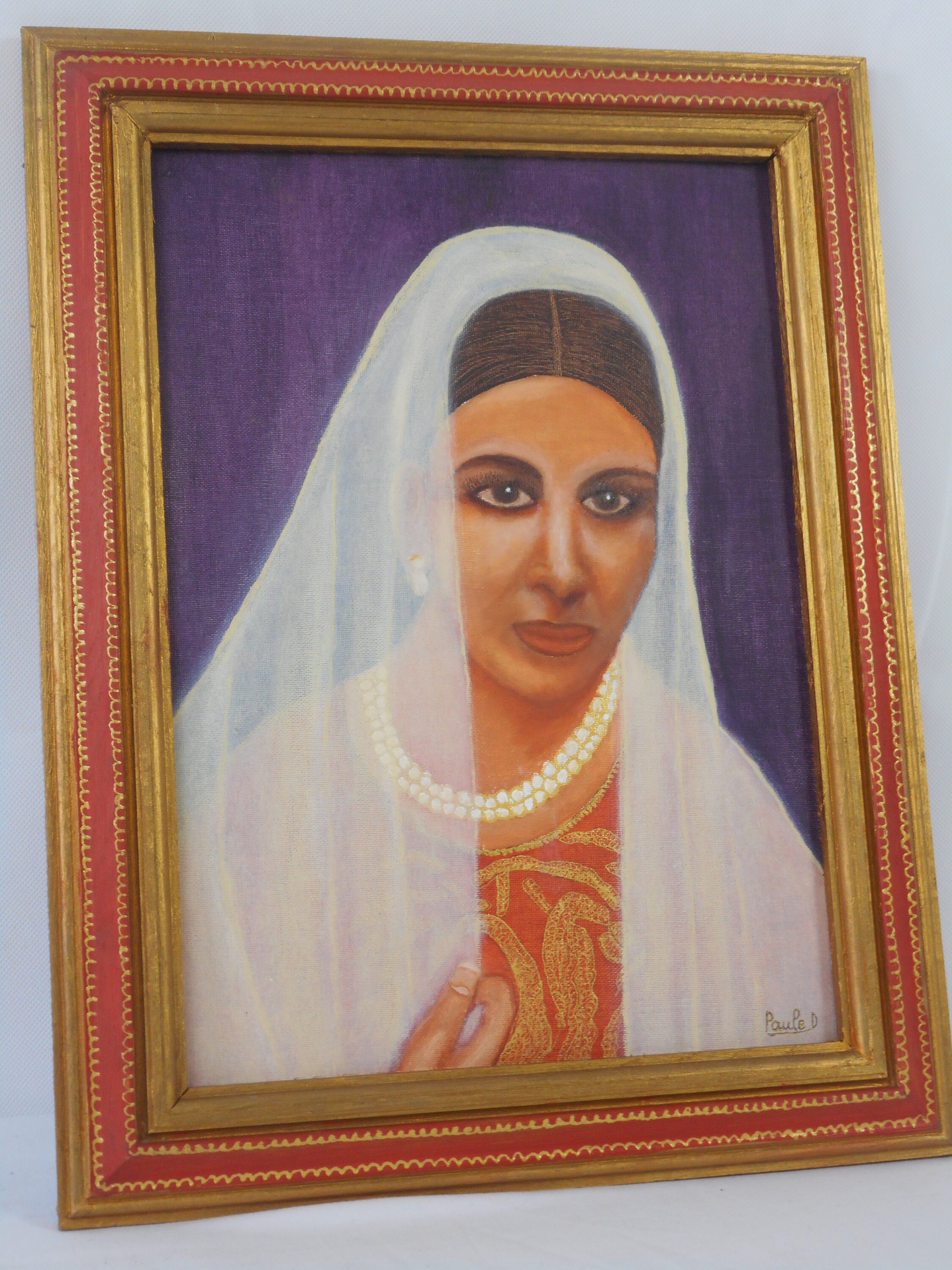 Vintage Français Peint à La Main Mural Montable Image Encadrée/Plaque