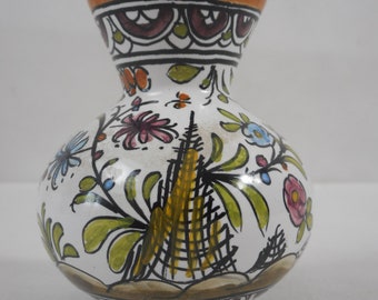 vintage portuguese hand painted porcelain decorative small miniature vase