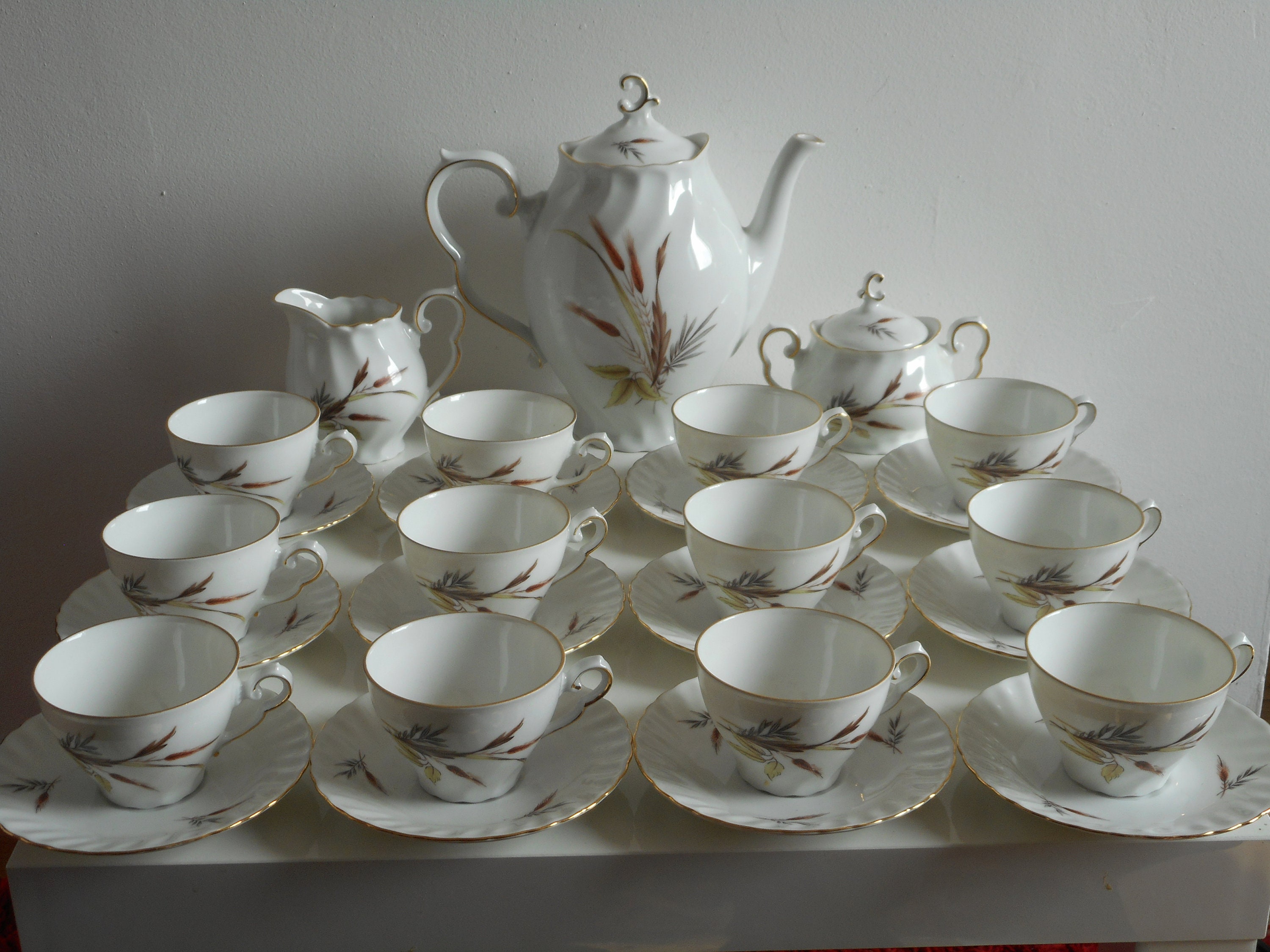 Superbe Rare Vintage Des Années 1960 Rheinpfalz Hartporzellan 27 Pièces Set de Thé/Café