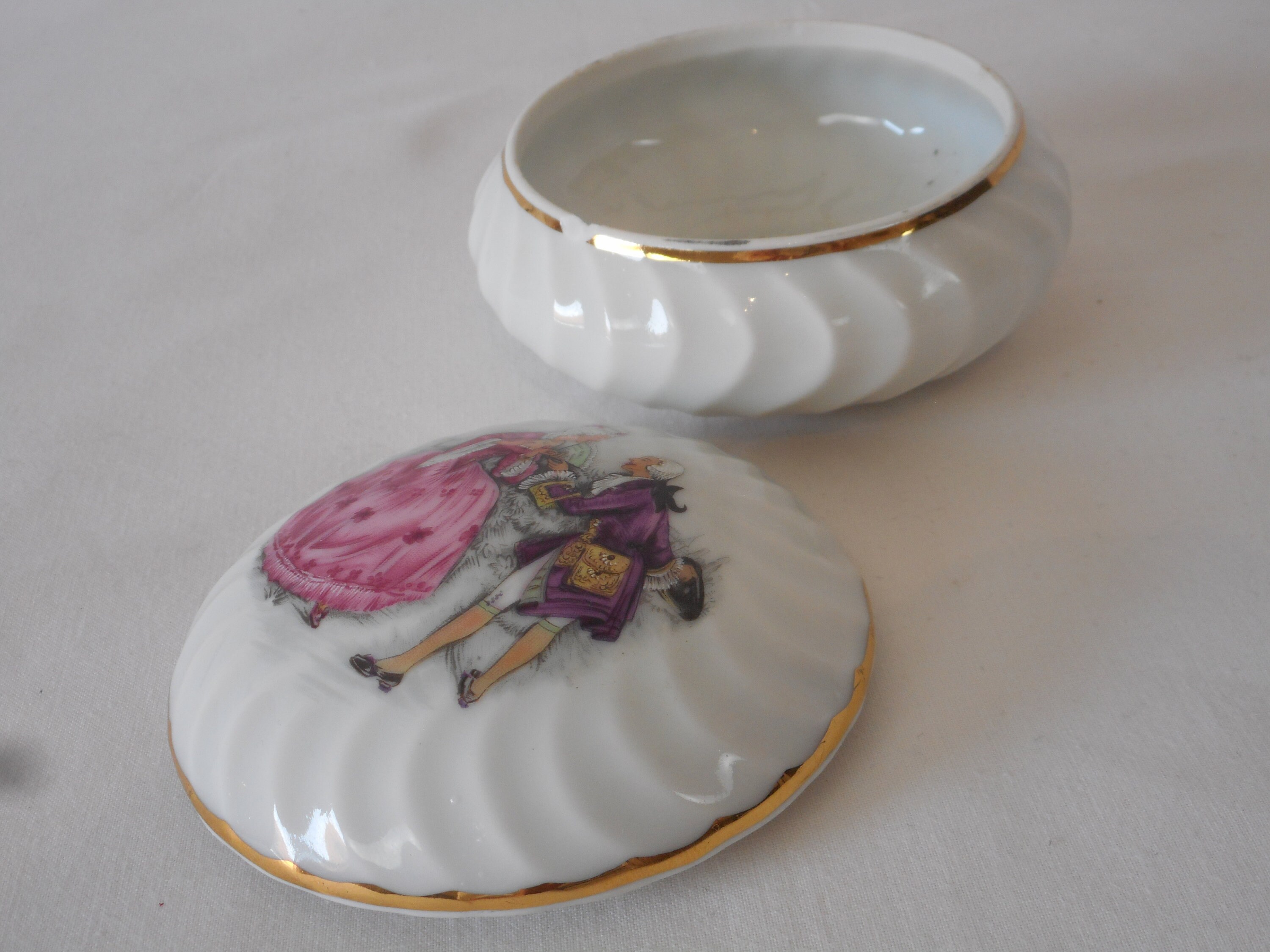 Vintage French Limoges porcelain round shaped trinket box with Etsy