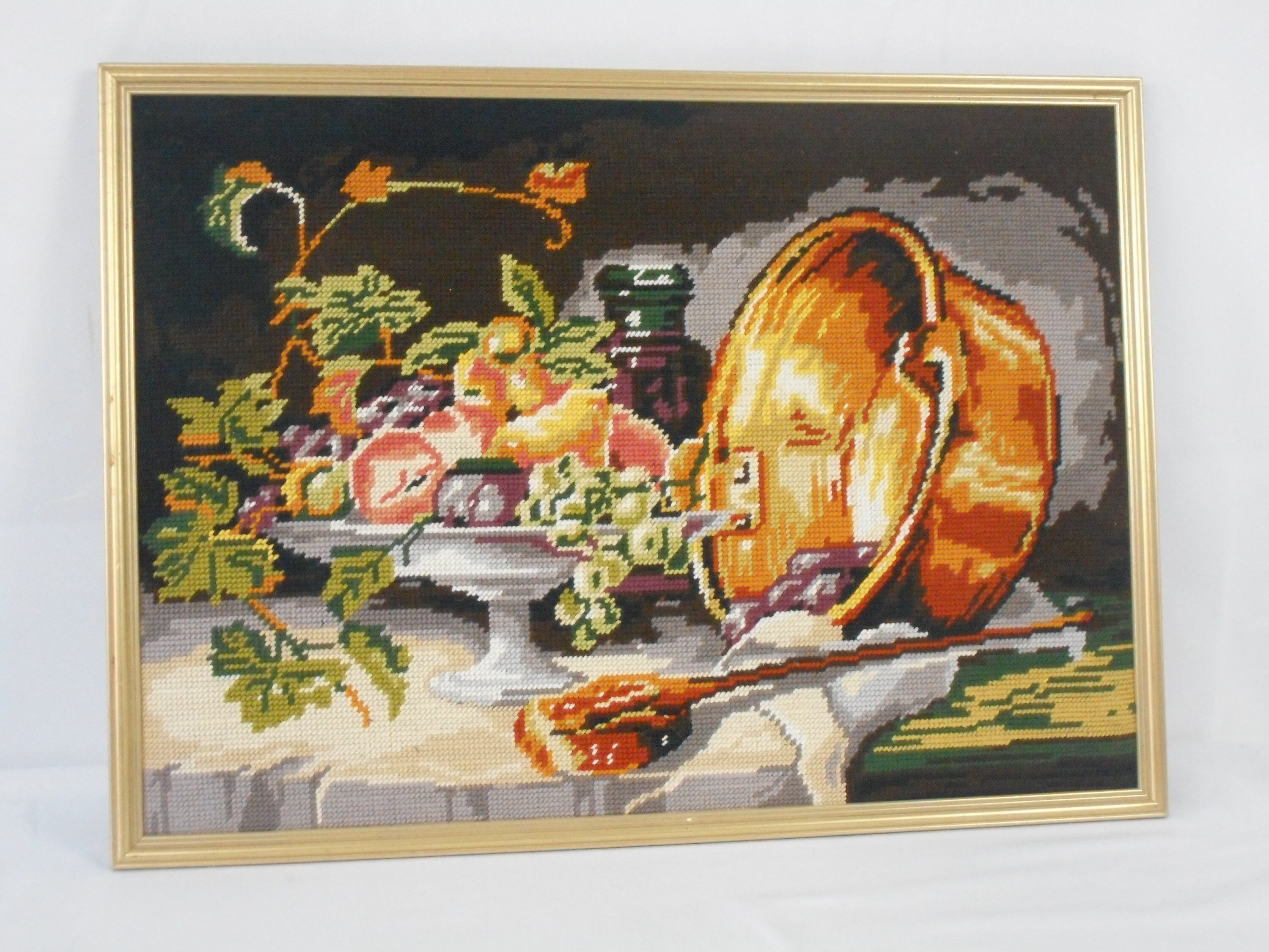 Superbe Vintage Français Tapisserie Encadrée/Point de Croix Image