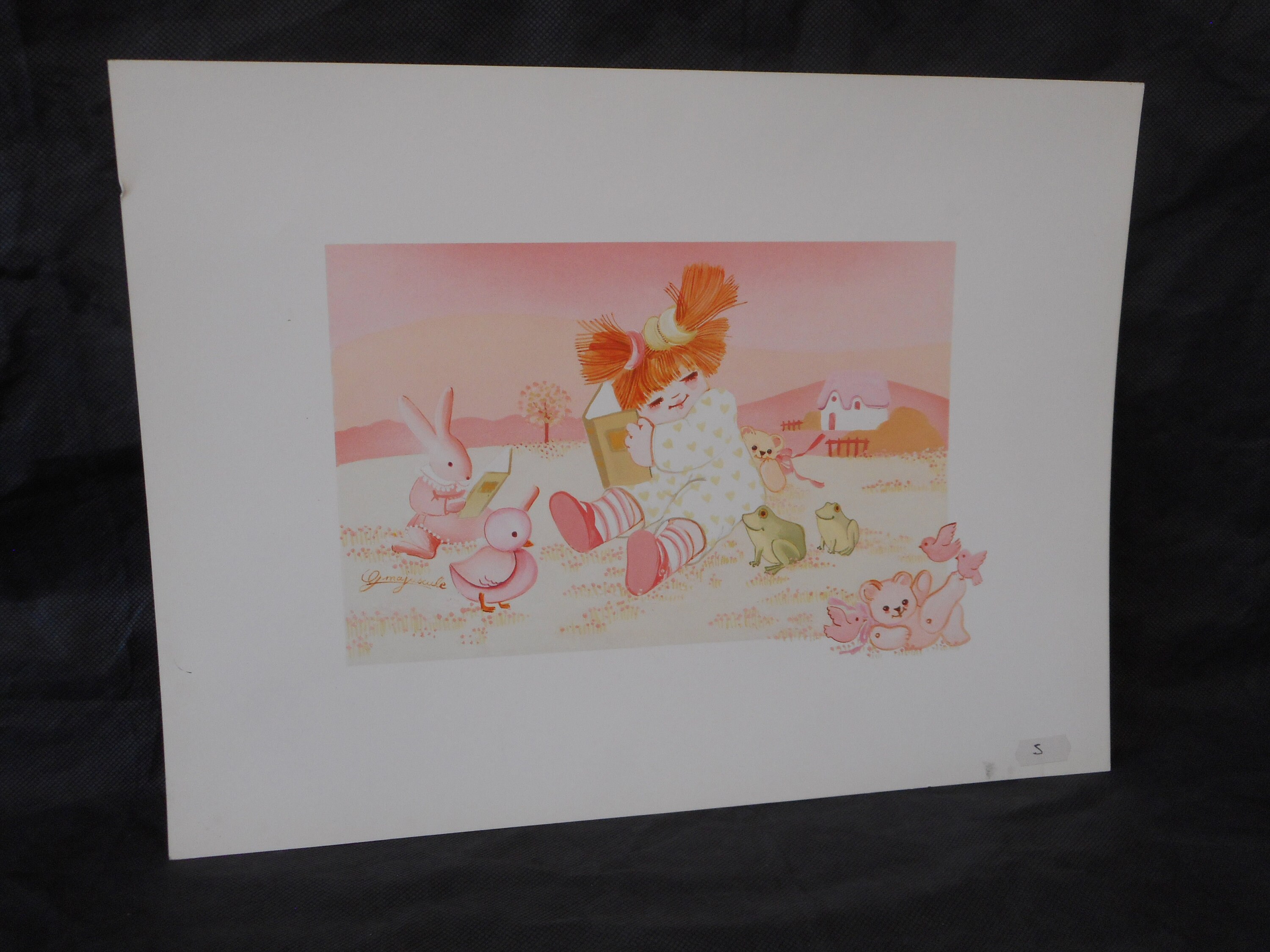 Vintage Français Signé Childrens Picture/Print Wall Picture Art Home Décor