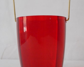 vintage French Red coloured plastic small ice bucket / barware