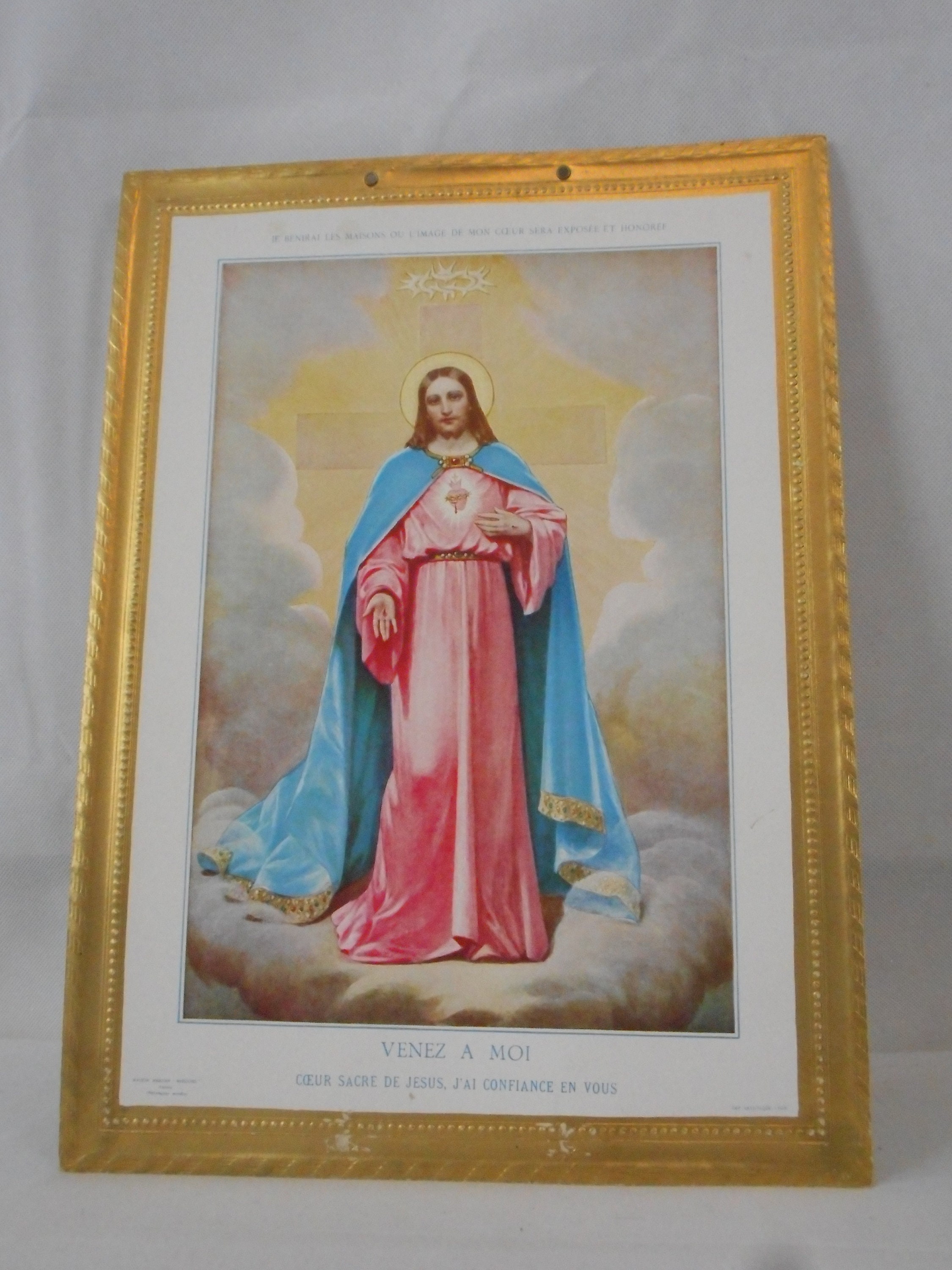 Superbe Vintage Français Image Religieuse/Impression Photo Murale Art Décoration Intérieure