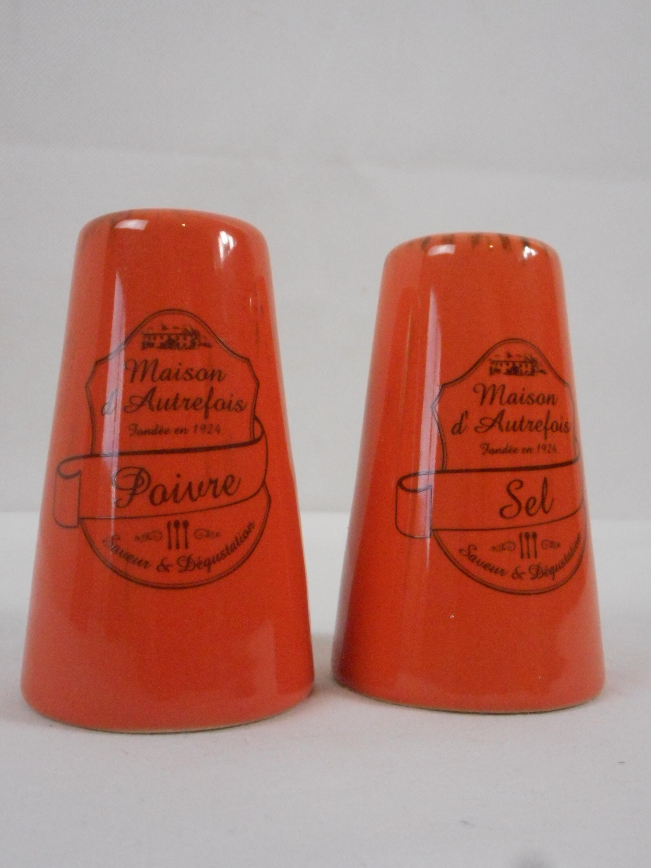 Pots Décoratifs de Sel et Poivre Français Porcelaine Vintage