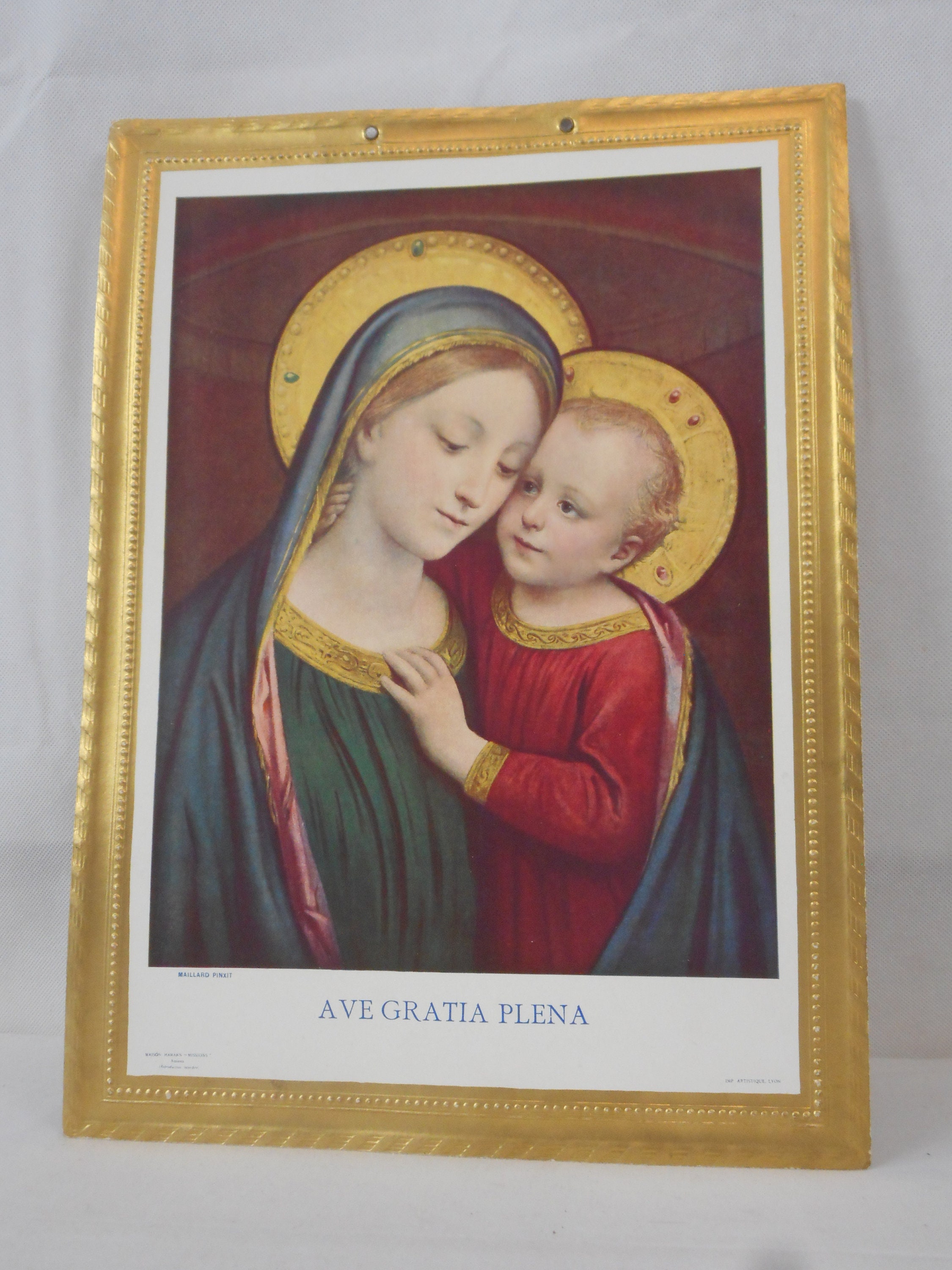 Superbe Vintage Français Image Religieuse/Impression Photo Murale Art Décoration Intérieure