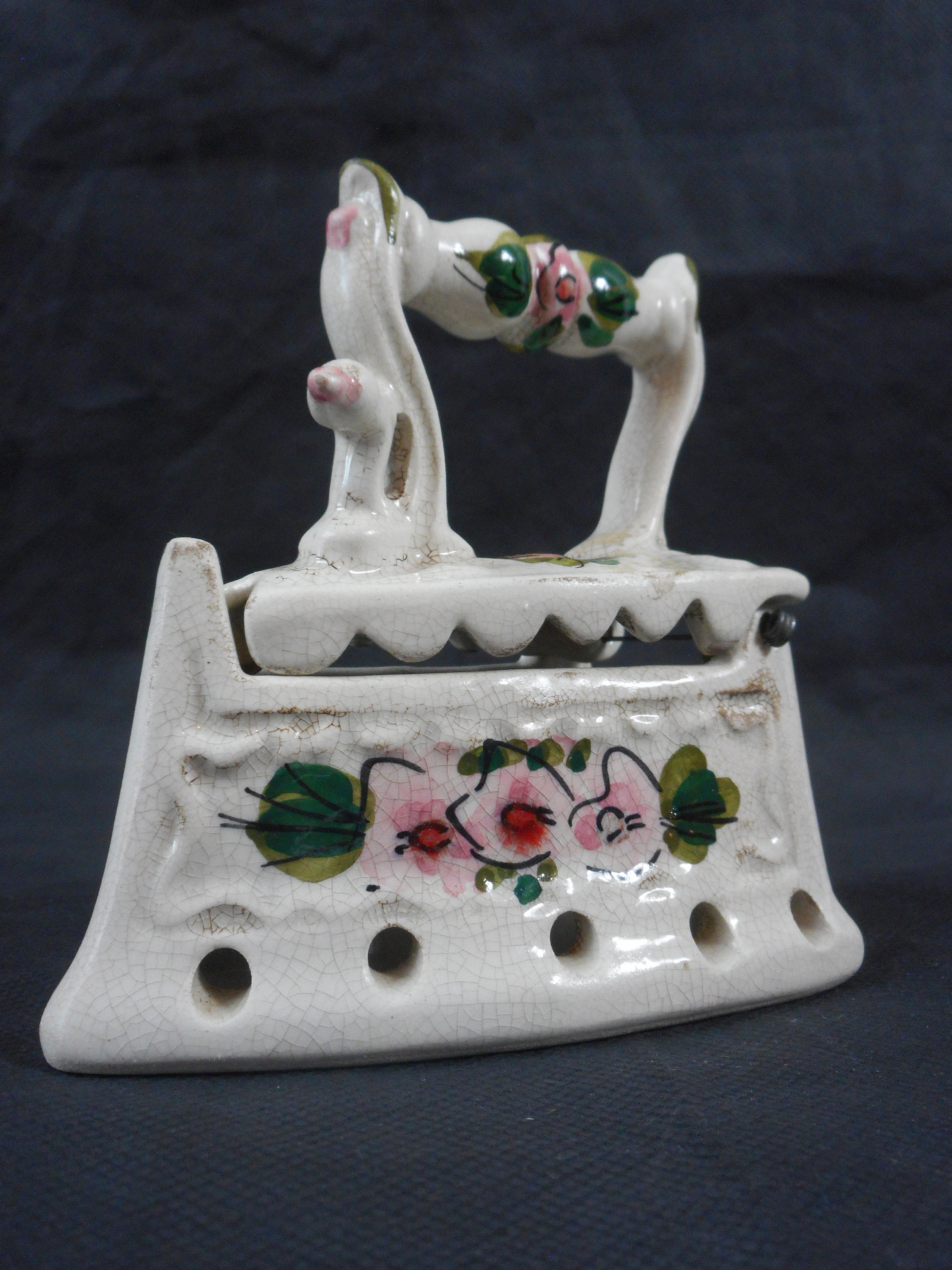 Superbe Céramique Italienne Vintage Ornement en Fer Plat/Bibelot Décoration Intérieure