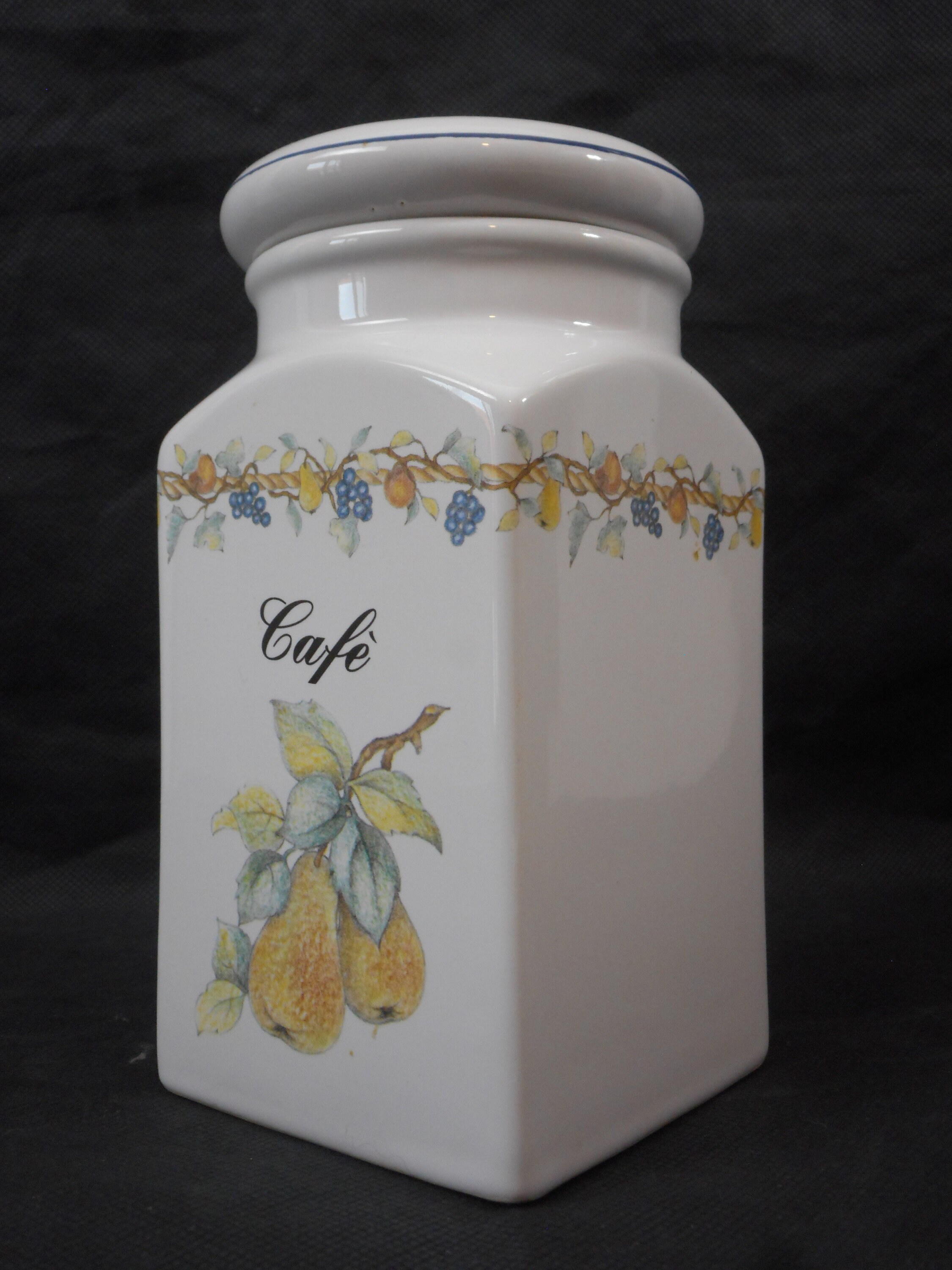 Vintage Français Café à Couvercle en Céramique/Pot de Rangement Café