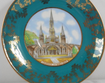 stunning vintage Limoges porcelain small religious Lourdes decorative plate