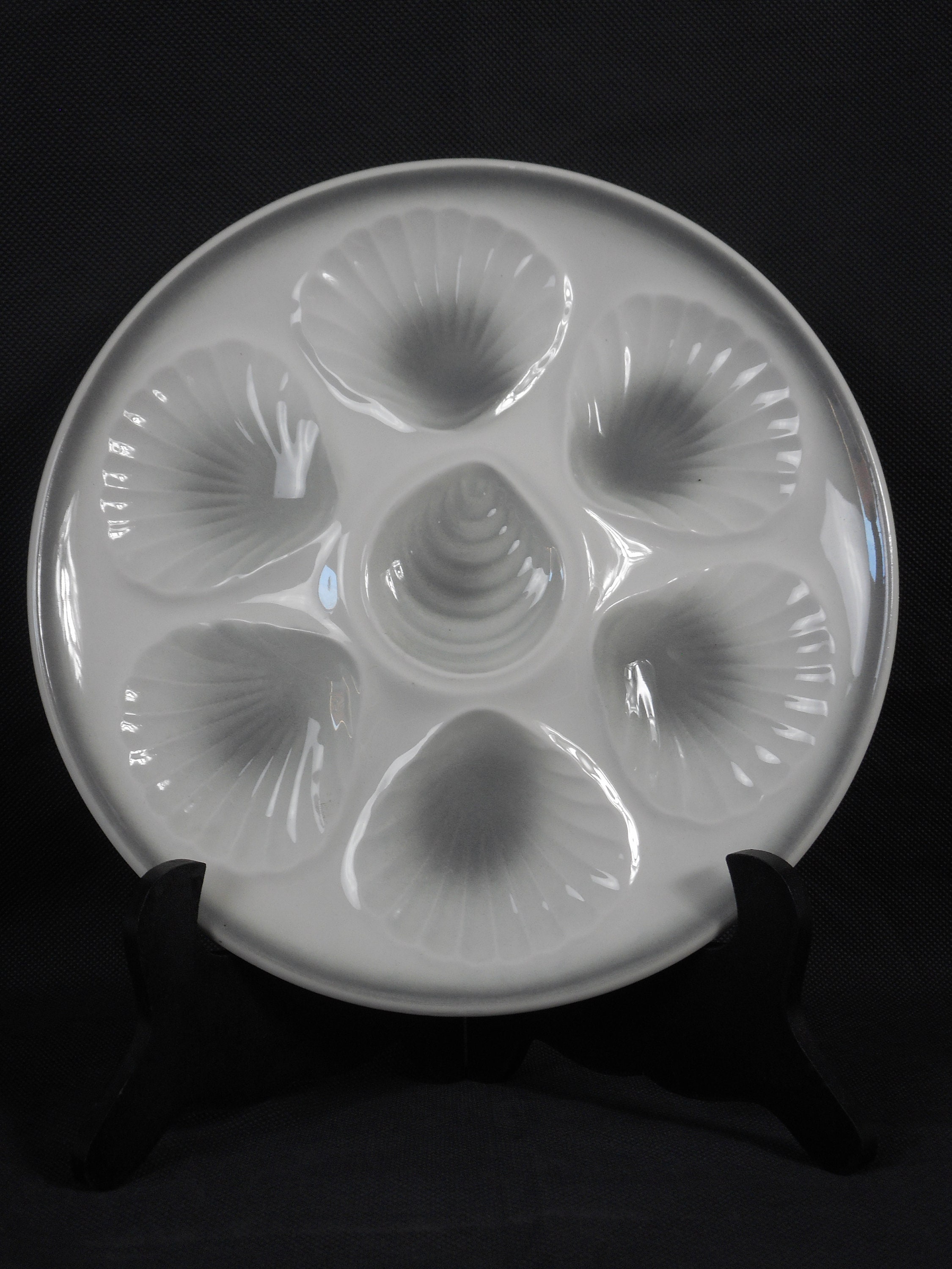 Superbe Assiette d'huîtres Glacées en Céramique Français Du Moulin Des Loups