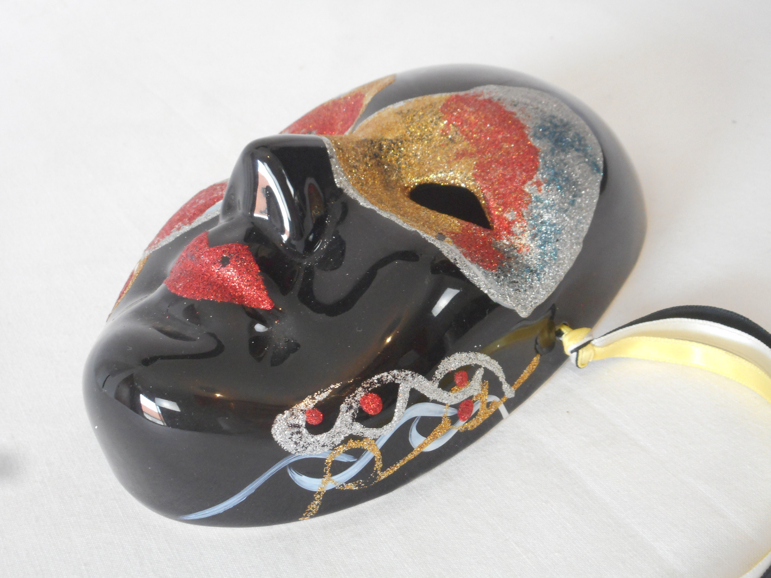 Vintage hand Painted Italian porcelain / ceramic mask / wall Etsy