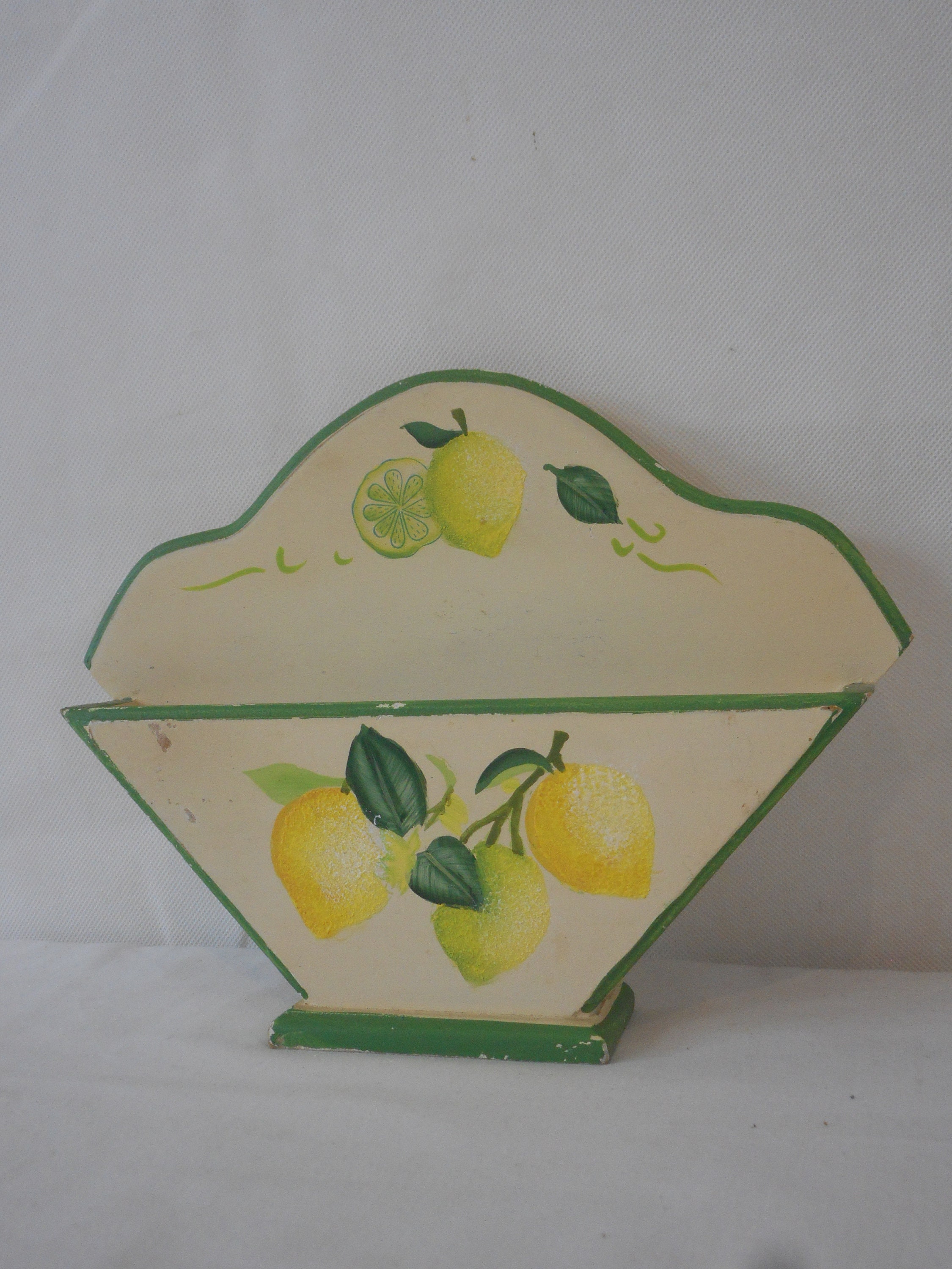 Porte-Lettres Vintage Français en Bois Peint à La Main/Porte-Lettres