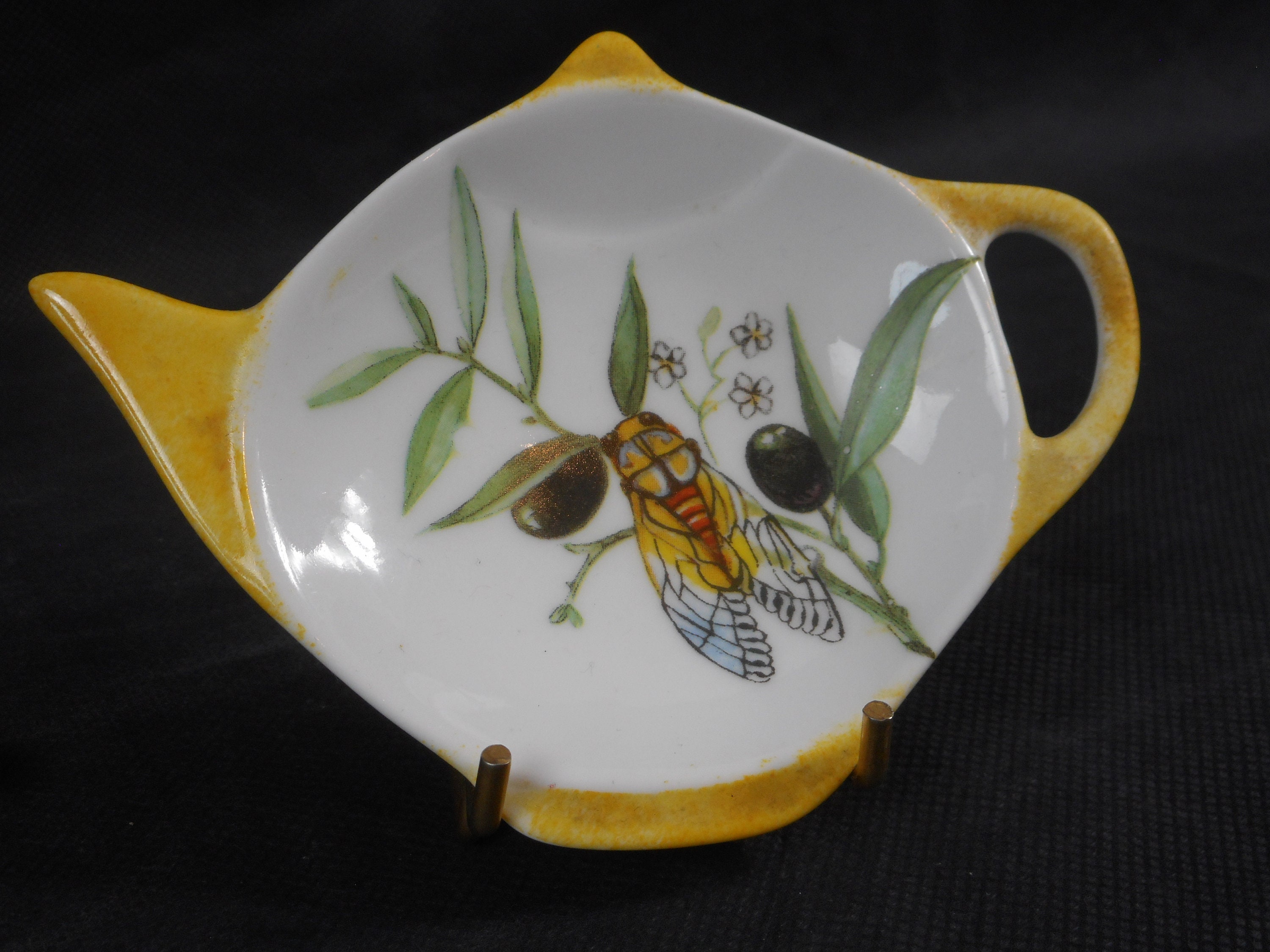 Superbe Vintage Français Porcelaine de Limoges Repose-Thé/Ustensile Cuisine