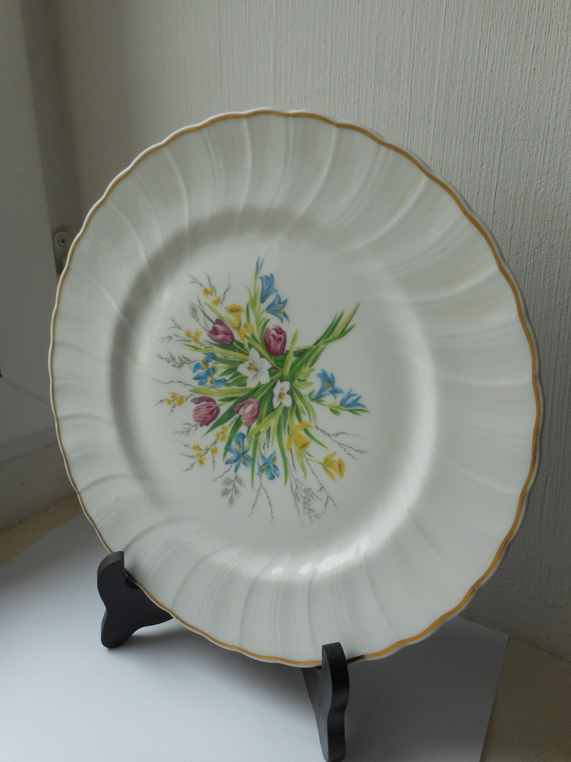 Assiette Décorative de Collection en Porcelaine Limoges B & Co Vintage avec Design Floral