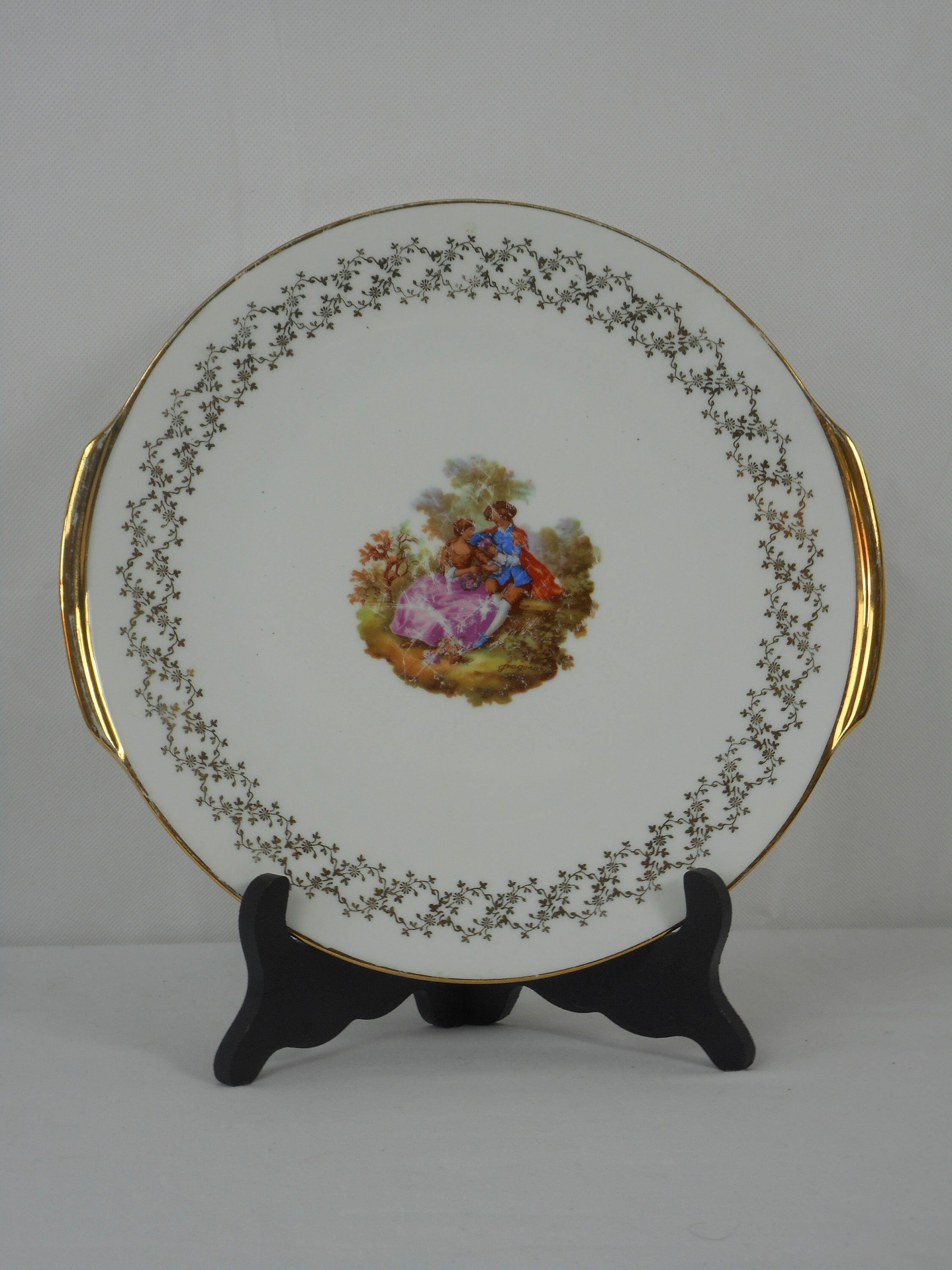 Superbe Assiette Décorative en Porcelaine de Limoges Vintage/À Sandwich