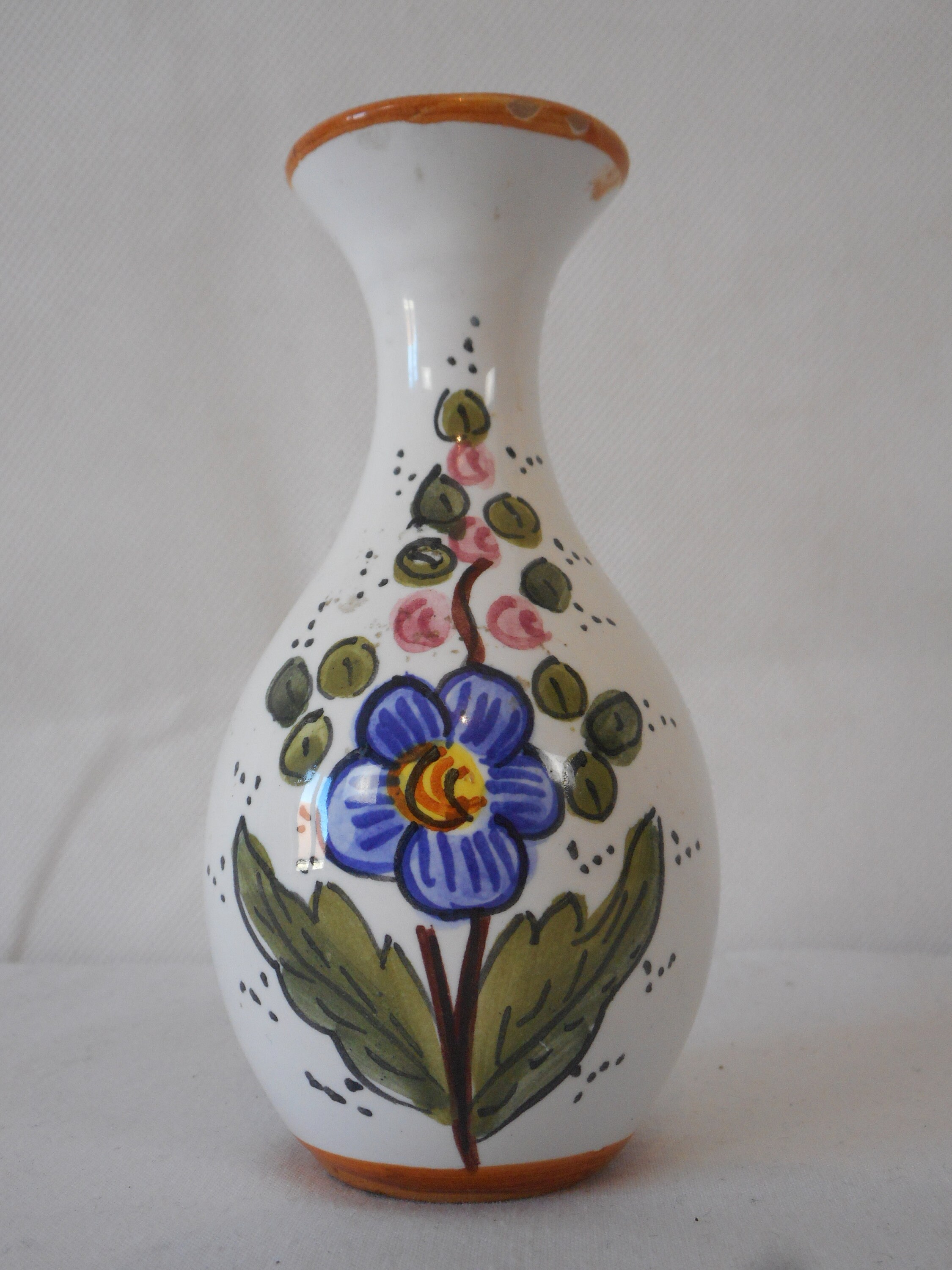Vintage Petit Vase/Ornement en Céramique Italienne Peint à La Main
