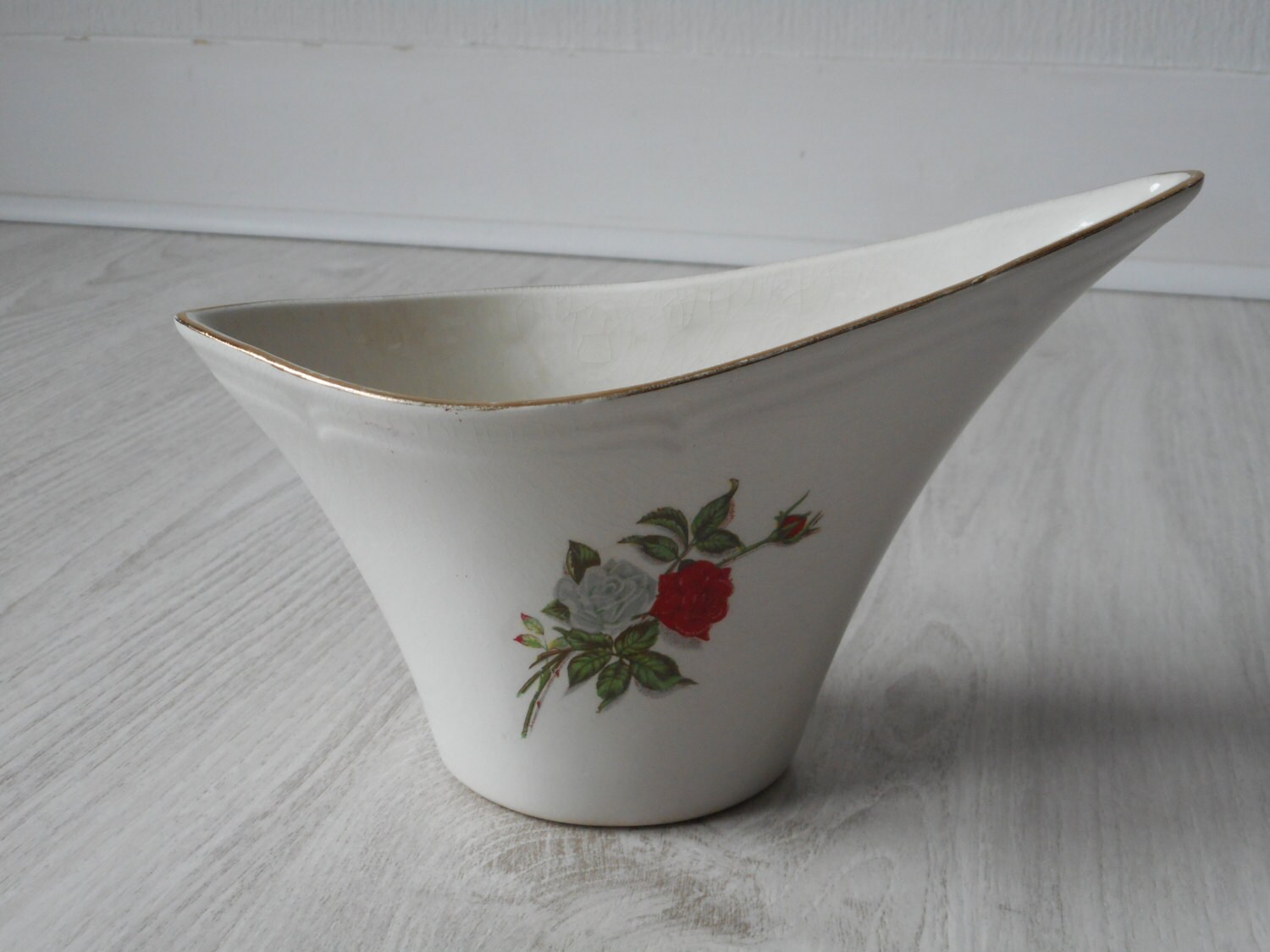 Vintage Français Occasion Décoratif Moulin Des Loups Porcelaine Sauce Bateau
