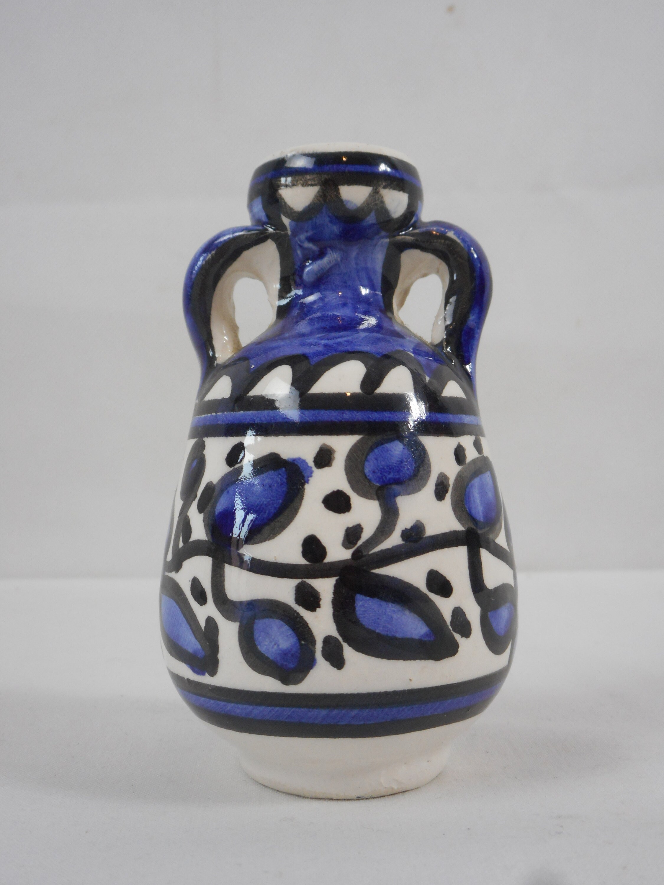 Vintage Français Porcelaine Peinte à La Main Petit Vase Miniature Décoratif