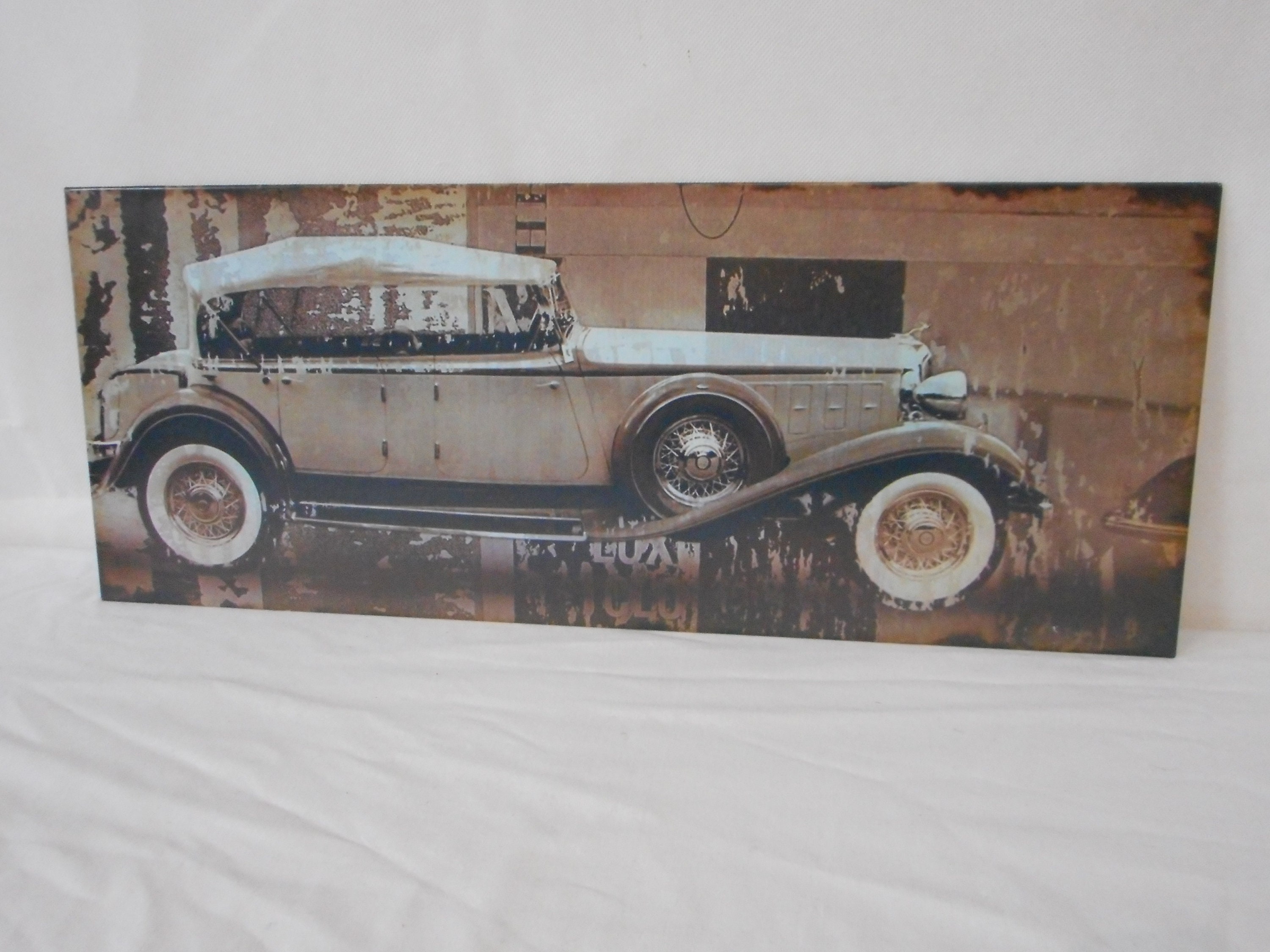 Rectangle en Forme de Métal/Étain Mural Montable Voiture Collection Photo Plaque