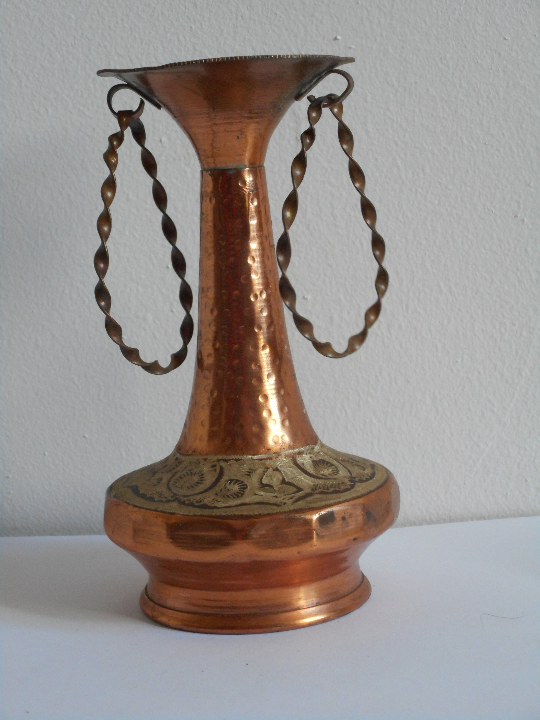 Superbe Français Petit Cuivre Vintage/Ornement Vase