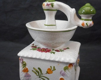 stunning vintage Italian ceramic coffee grinder ornament / trinket / home decor