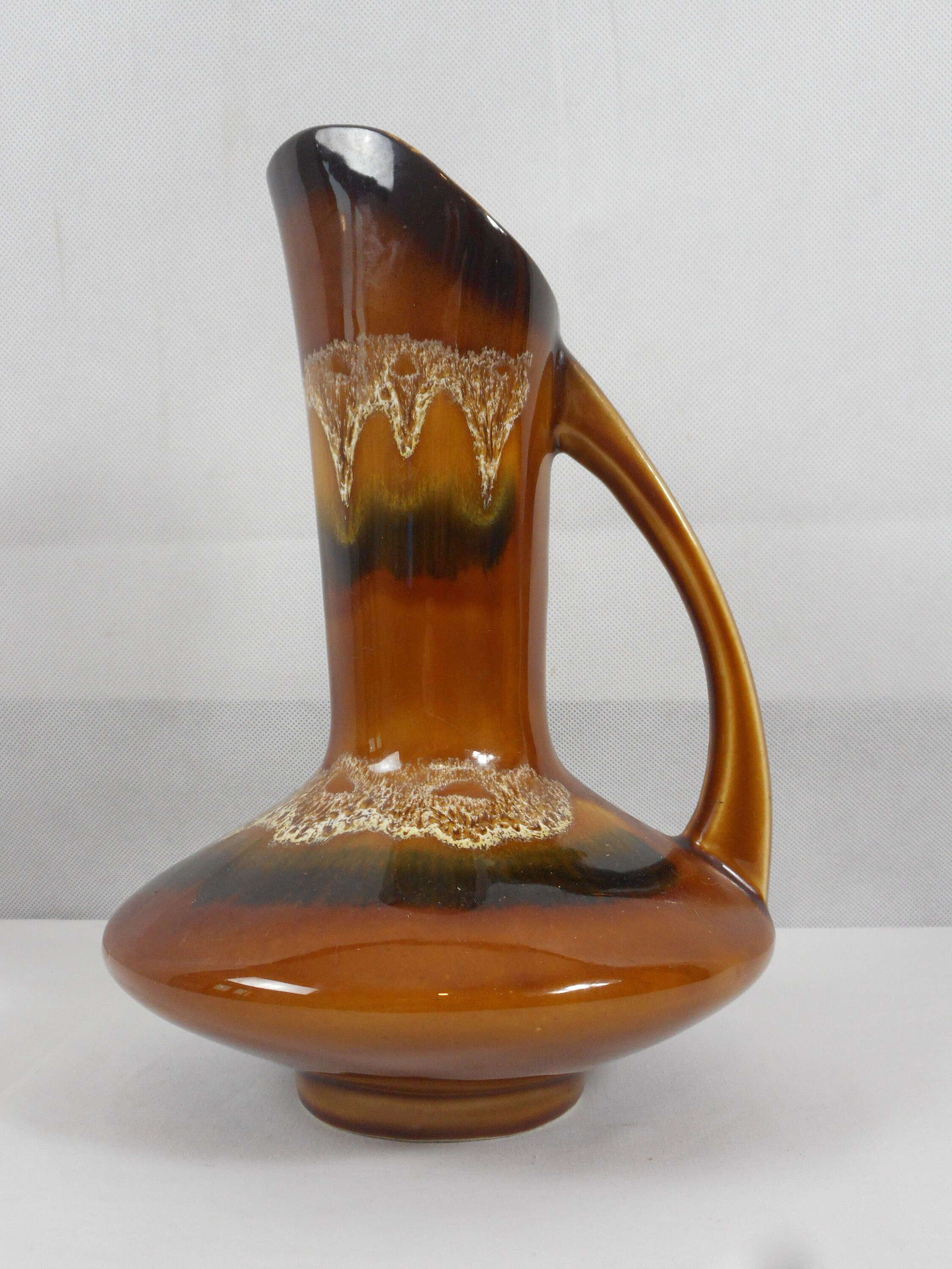 Cruche à Vin Émaillée en Céramique Signée Vintage/Ornement Pichet Vase